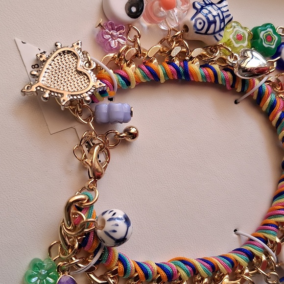 Multicolor Ceramic & Cubic Zirconia Charm Bracelet. NIB. Absolutely Gorgeous!!๐ - Picture 7 of 13